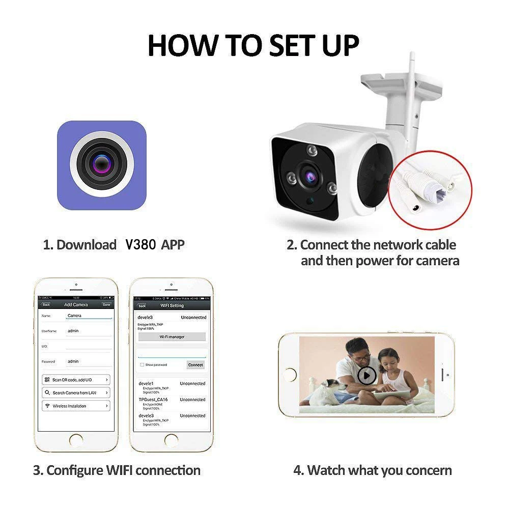 

Kruiqi WiFi Camera Outdoor 960P Wireless Security Camera with Intercom Function Night Vision IP66 Waterproof Wifi IP Camera