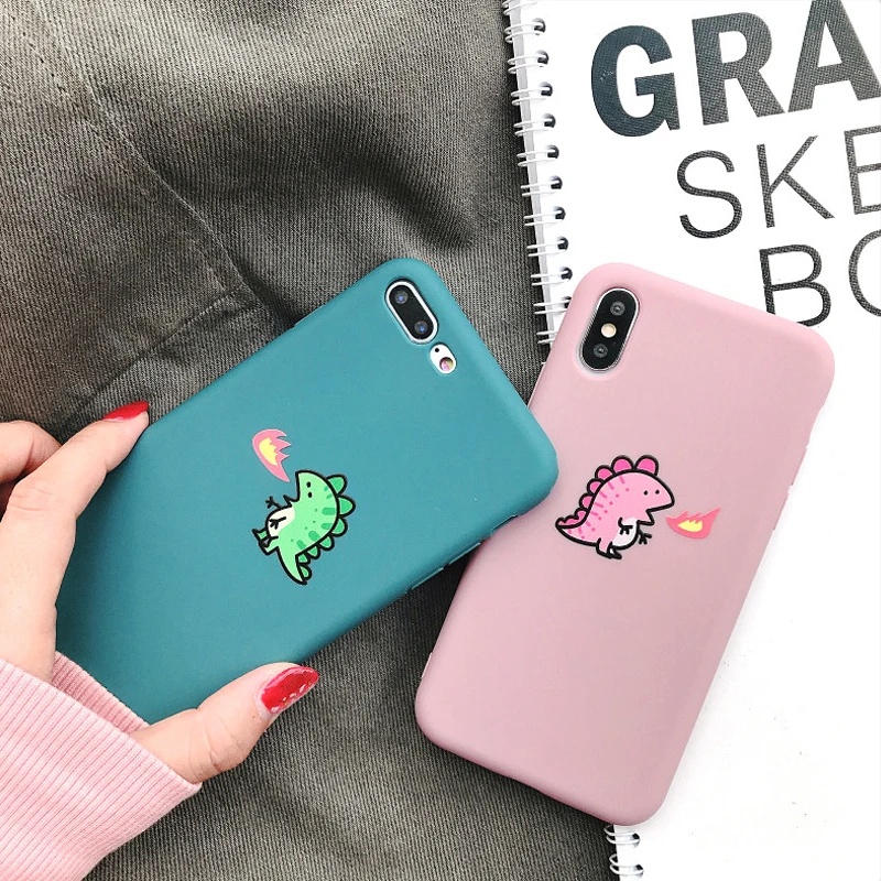Милый мультяшный чехол для телефона для iphone 8 Plus 6 6S 7 X с милым динозавром для iphone Xs max XR Capa