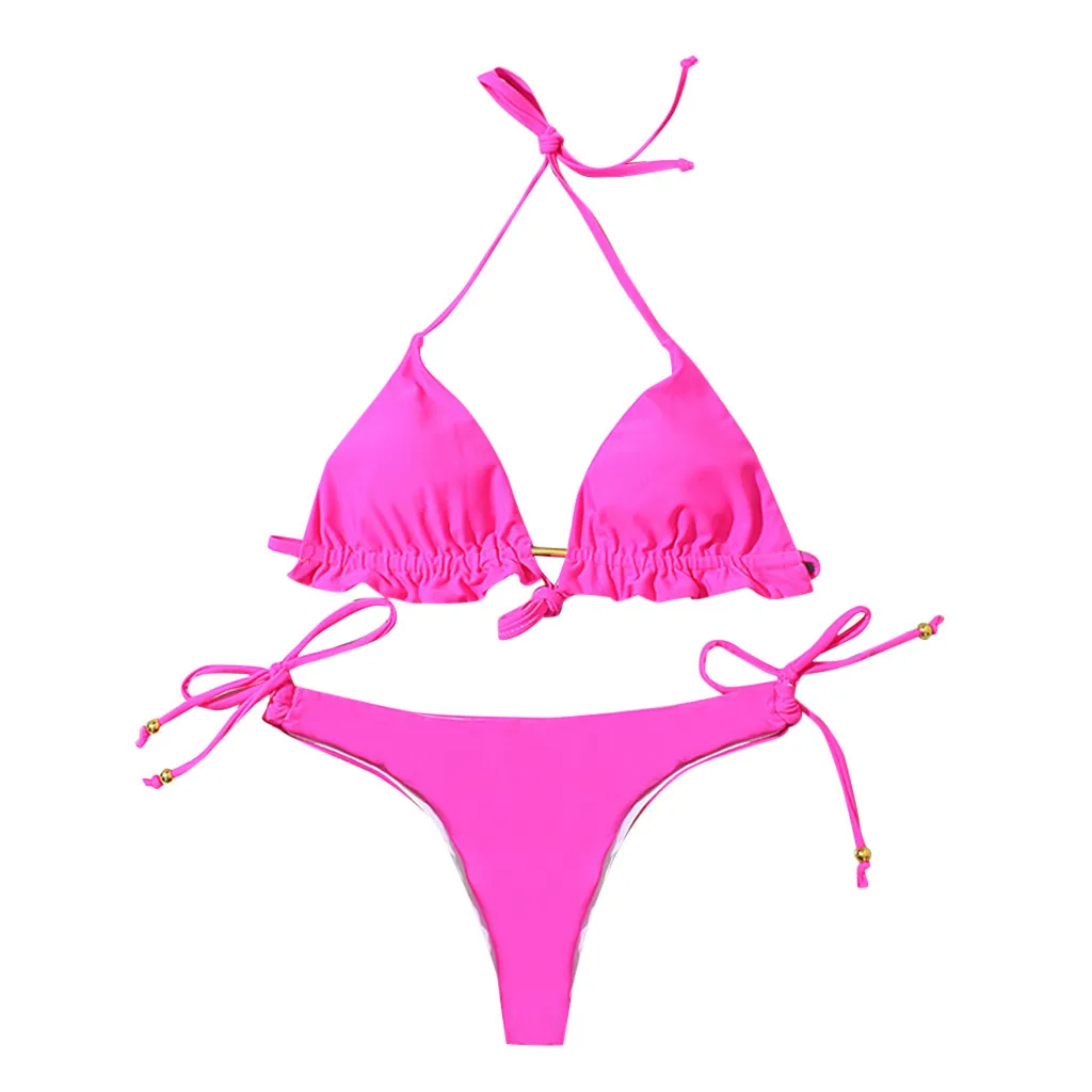 hot pink Летний купальник, женский сексуальный комплект бикини, Женский Бразильский купальный костюм, женский белый купальник с высокой талией, пуш-ап, женский купальник s - Цвет: hot pink