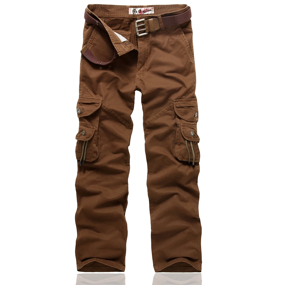 Брюки карго мужские хлопковые повседневные штаны в стиле милитари с несколькими