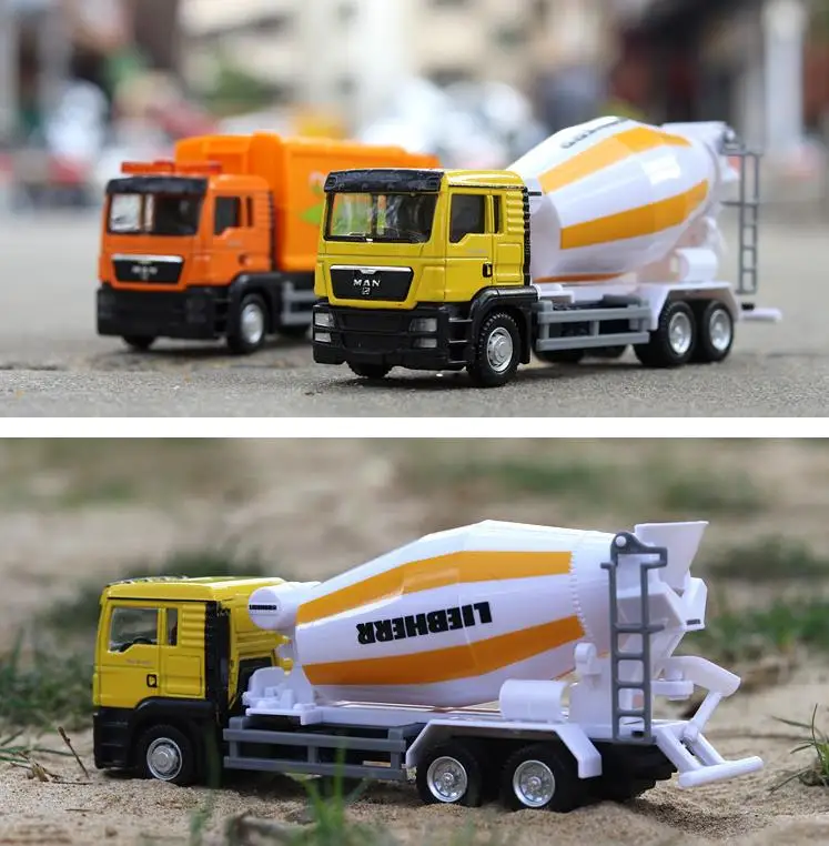 Бетономешалка мусоровоз 1: 64 масштаб сплава Модель автомобиля литья под
