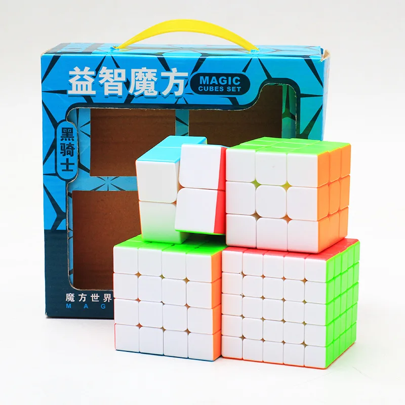 Qiyi воин W 2x2/oneplus 3/OnePlus x 3 4x4 5x5, волшебный куб, набор Скорость куб головоломка цветной нео куб 4 шт./компл. развивающая игрушка с подарочной коробкой