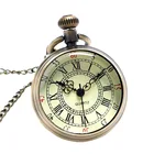 Бронзовые римские карманные часы, антикварные цифры, цепочка, ожерелье, кулон, кварцевые LXH