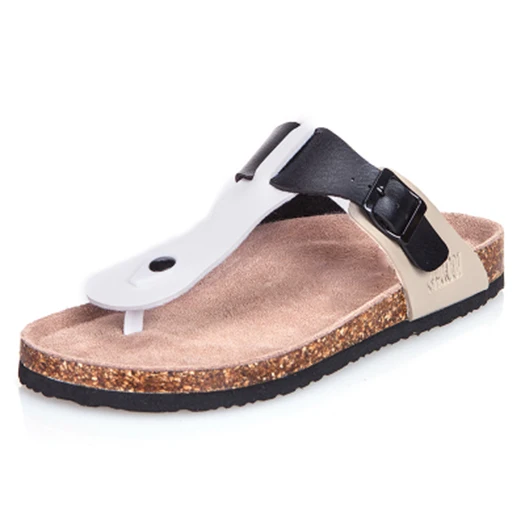 beige black Тапочки Размеры 45, модная женская обувь шлепанцы обувь черный Открытый Водонепроницаемый пляжные шлепанцы без задника с открытыми пальцами мужские сандалии; кожаные летние 46 из пробкового дерева - Цвет: beige black