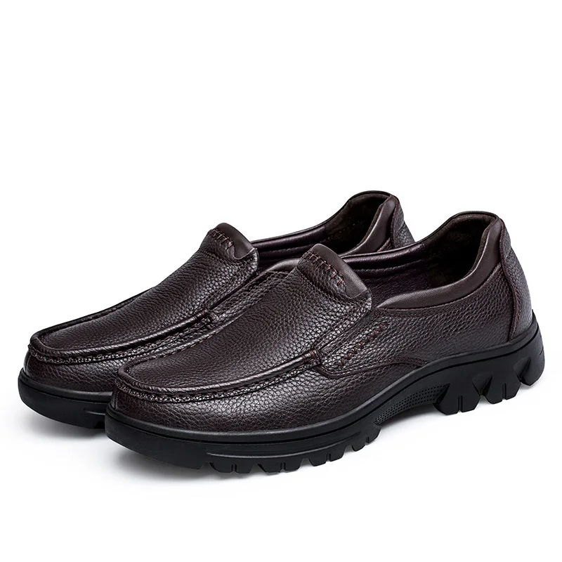 2021 New Men's Casual Shoes Slip-On Loafers Male Classics Brown Black Man Shoe Cow Genuine Leather For Men Big Size 37-50 | Обувь