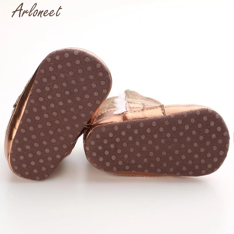 2017 модные золотые зимние сапоги для маленьких девочек обувь малышей с мягкой