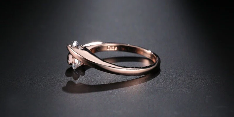 Kinel Горячее предложение 0.25ct Открытые Кольца двойной Круглый CZ Кристалл Камень натяжение установка розовое золото и серебро Цвет для девочек женщин кольцо вечности