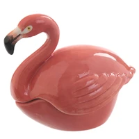 ceramic pink flamingo bird jewellery trinket box fortune trinket miniature ceramic figure flamingo treat jar