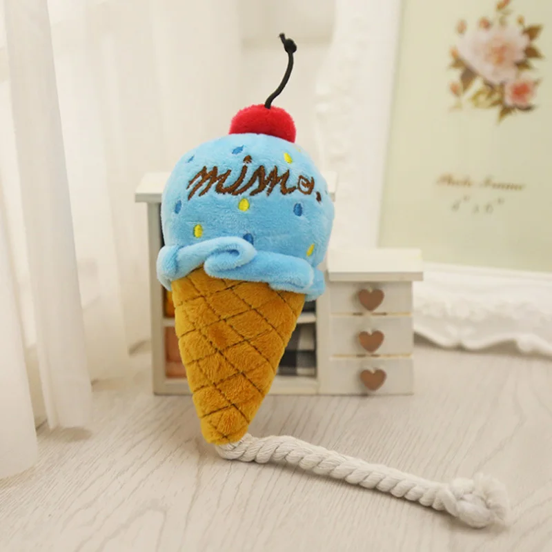 Blue Ice Cream 1 шт. играть забавные мягкие милые зимние ботинки звук плюшевая мороженое пищалка мультфильм Животные для собаки плюшевые игрушки для щенка, домашних животных жевать игрушка бутылка - Цвет: Blue Ice Cream