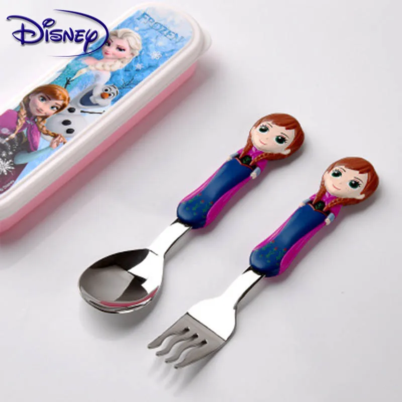 Disney детская столовая посуда, нержавеющая сталь детский набор ложка и вилка портативная обучающая ложка детская тренировочная ложка