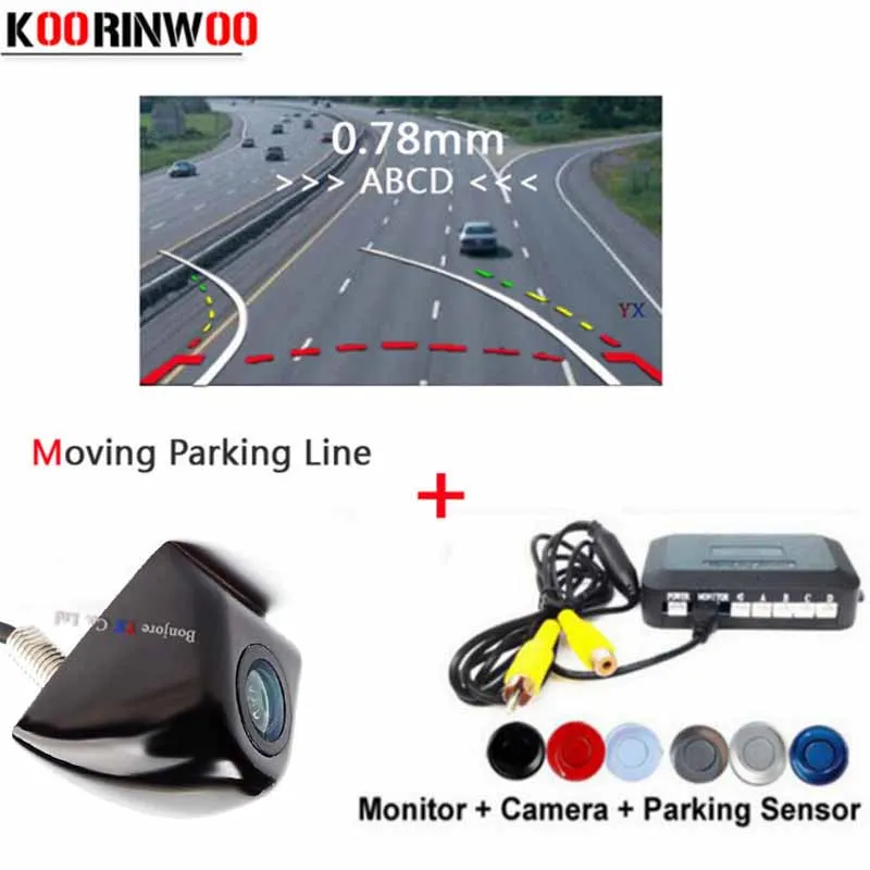 

Koorinwoo Dual Core CPU Car Parking Sensors Video system Dynamic Trajectory Rear view camera Reverse 4 Radar Parktronic Detector