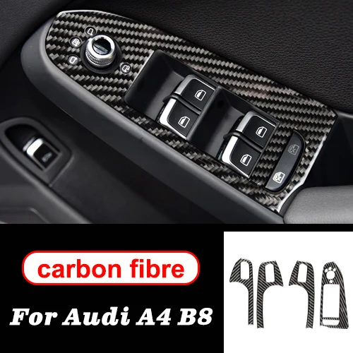 right-hand drive B Для Audi A4 B8 2009- LHD RHD стеклоподъемник из углеродного волокна переключатель рамы декоративная накладка для панели подлокотника аксессуары для салона автомобиля - Название цвета: right-hand drive B