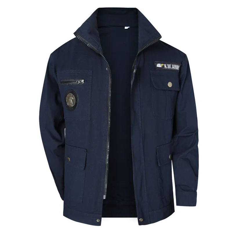 Мужская повседневная куртка в стиле милитари приталенная хлопковая большого