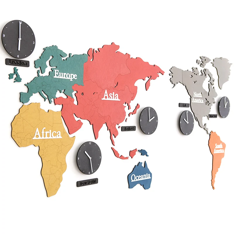 Большие креативные красочные мировые часы карта настенные для спальни гостиной