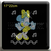 2pclot classic cartoon sticker hot fix motif iron on crystal transfers design iron on rhinestone patches for shirt