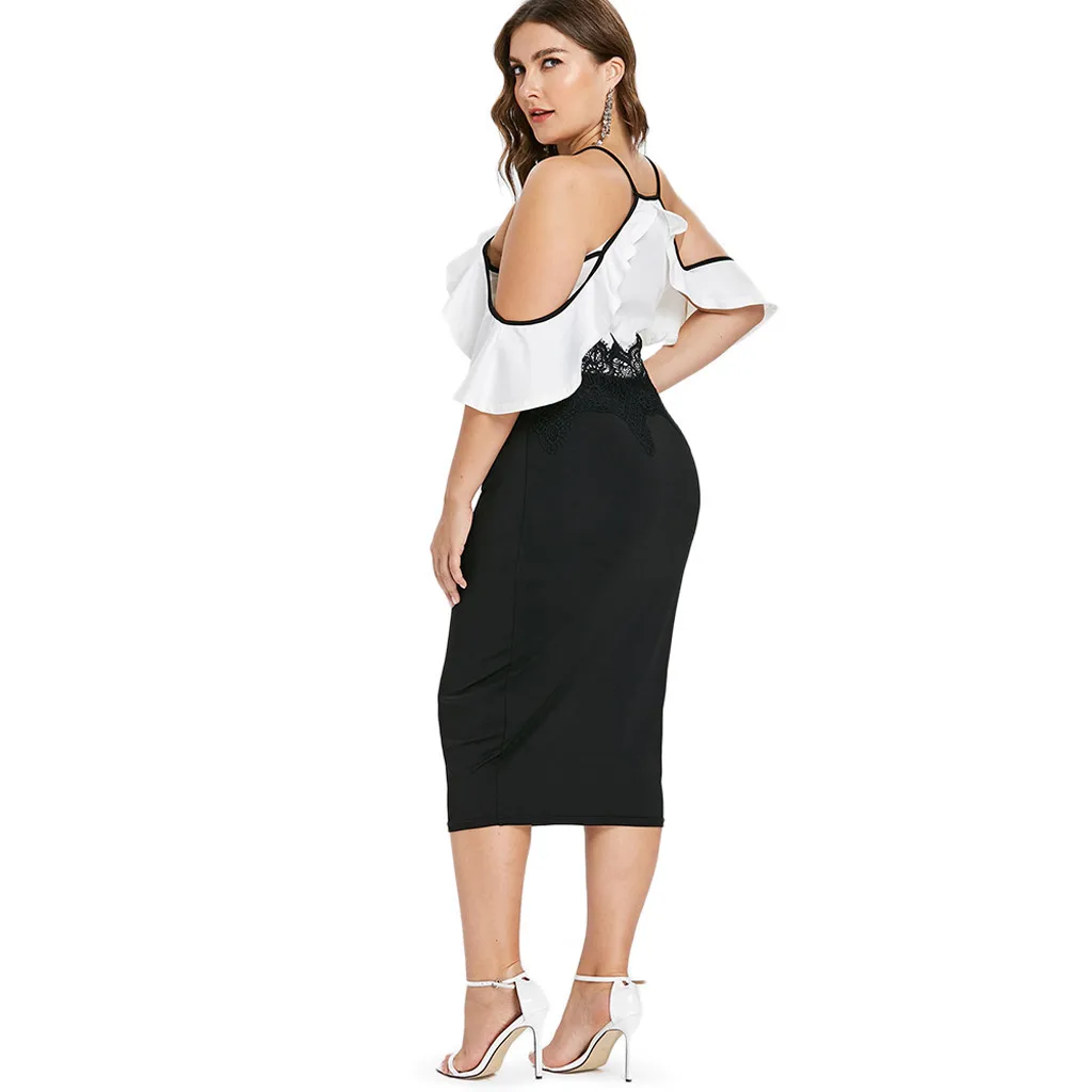 JAYCOSIN 2019 Новое Женское платье 3XL 4XL 5XL размера плюс милое кружевное средней длины