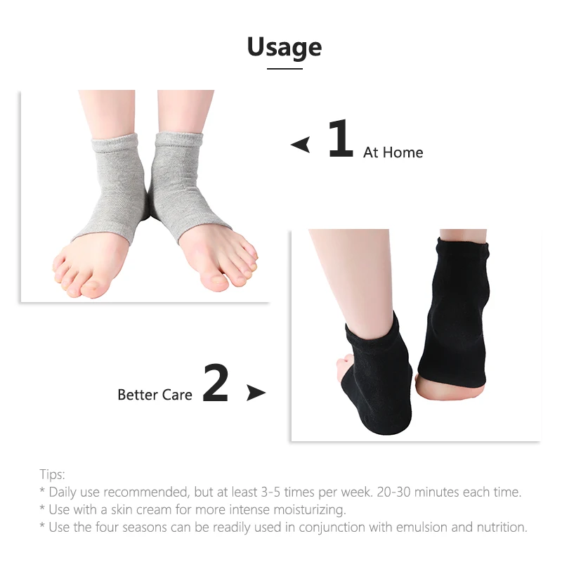 Новые 2 пары Pro Heel Socks Увлажняющие гелевые спа носки для потрескавшейся ноги сухая