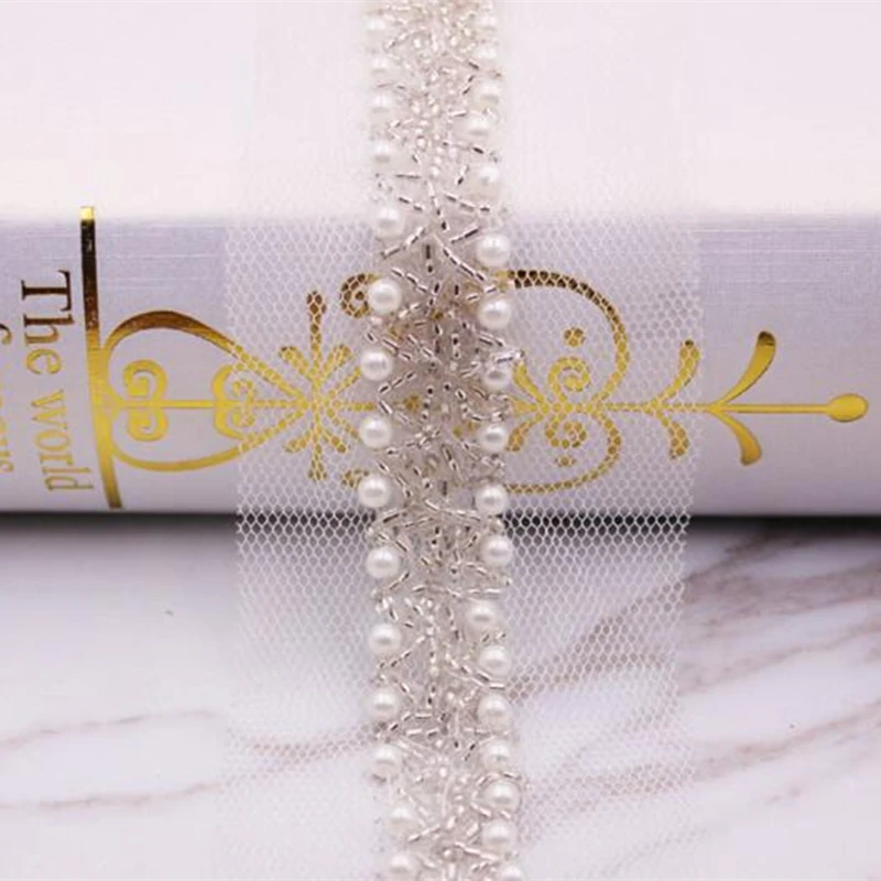 Вышитая бисером кружевная лента шириной 15 мм обшивка ткани сделай сам вышитый