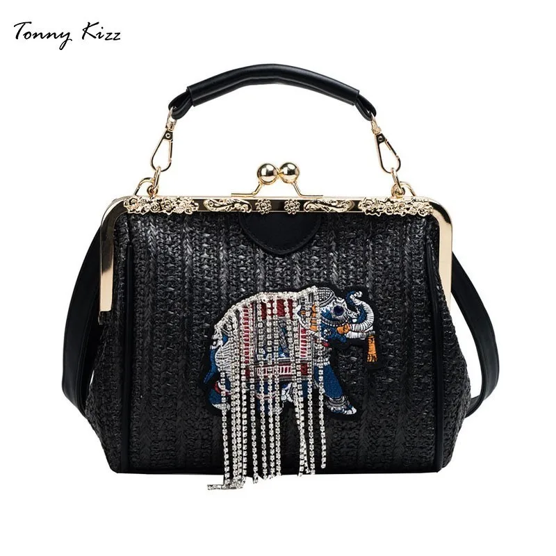 Tonny Kizz Elephant luxury handbags women bags designer straw crossbody beach shoulder messenger bag summer bolsa feminina | Багаж и сумки