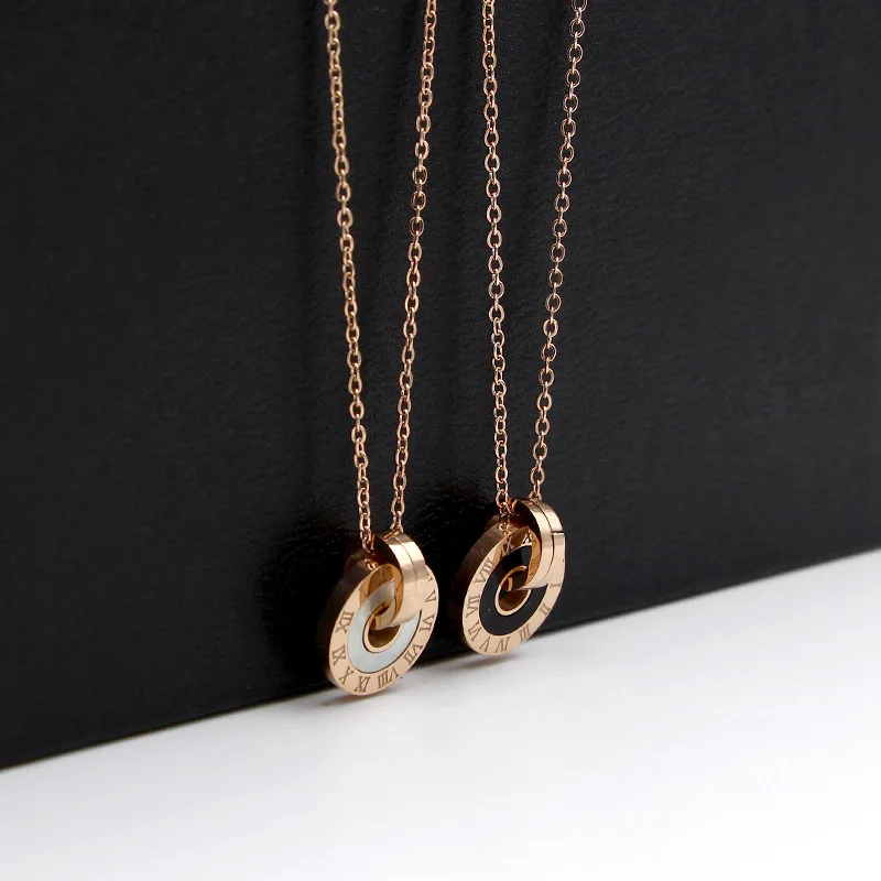 Женские двухкруглые подвески с римскими цифрами из нержавеющей стали белыми и