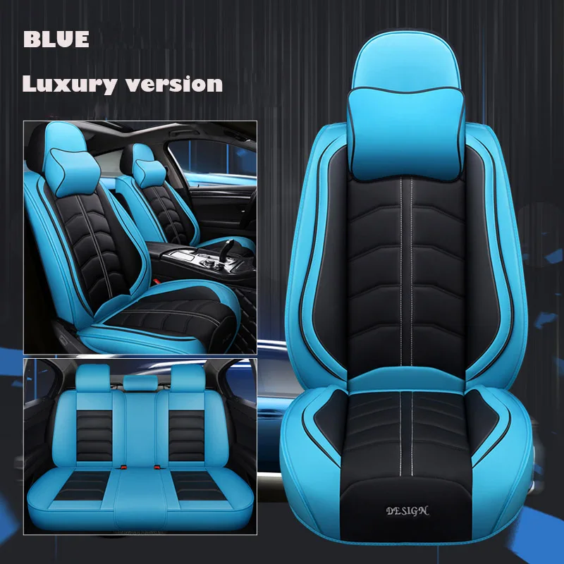 BLUE LUX Универсальные автомобильные чехлы из искусственной кожи для chevrolet lacetti captiva sonic spark cruze аксессуары niva aveo epica Авто stylin - Название цвета: BLUE LUX