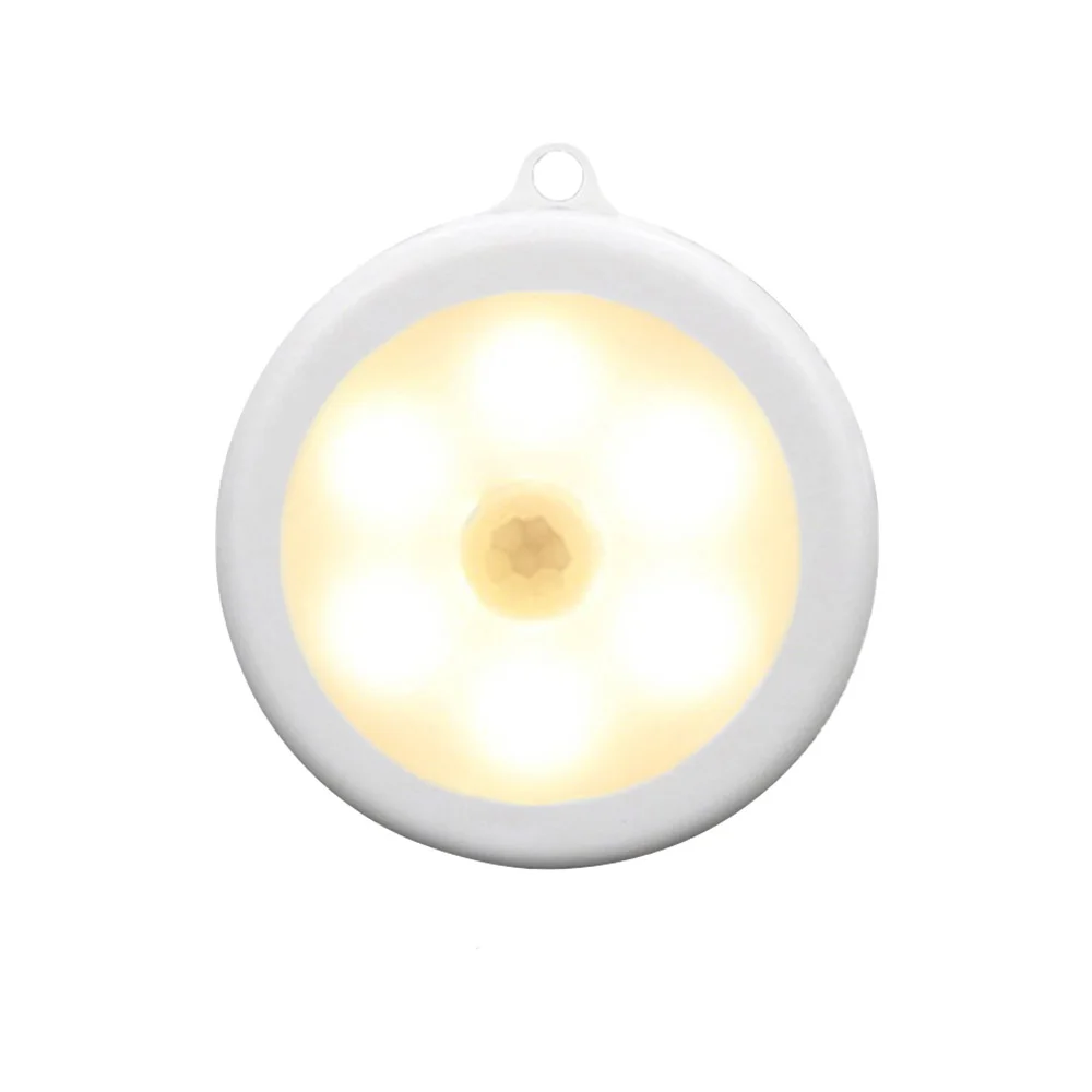 1pcs warm light Dozzlor 6 шт. 6 светодиодов инфракрасный датчик движения Ночной светильник диаметром 80 мм беспроводной детектор светильник Автоматическое включение/выключение лампы Защита глаз лампа - Цвет: 1pcs warm light
