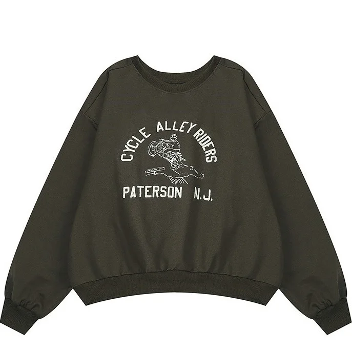 Для женщин Толстовка 2018 Осень Зима Мотоцикл цикл Rider пуловер с принтом для обувь