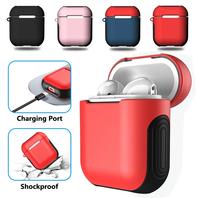 Портативный чехол для наушников, черный, красный, для AirPods, коробка для Air pods, чехол, Funda, поддержка зарядки, силиконовый, Bluetooth, беспроводной