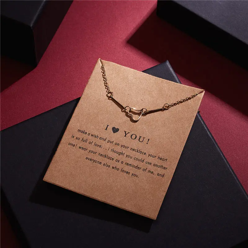 Rinhoo 1pc Minimalist Heart make a wish plated I LOVE YOU Pendant necklace Clavicle Chains Necklaces Women New Jewelry Gift | Украшения и