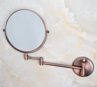 new antique red copper brass bathroom shaving beauty makeup magnify mirror dual side wall mounted bathroom accessory mba631
