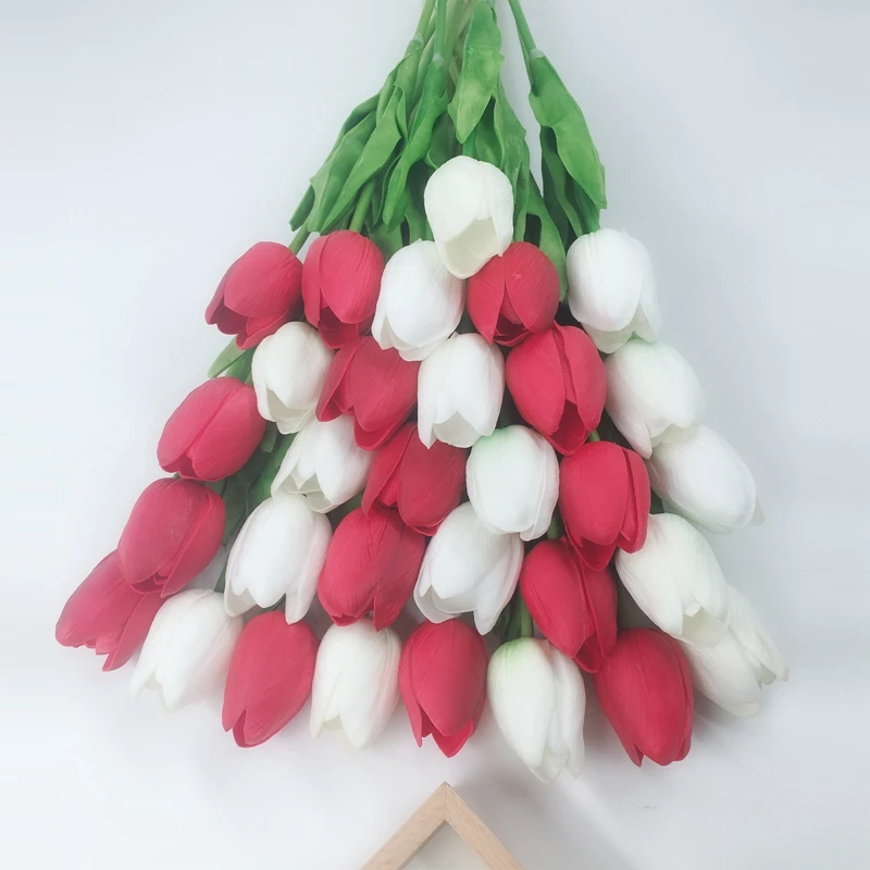 

6 Pcs 31pcs/lot Latex Real Touch Mini Artificial Tulip Flowers Bouquets For Home Wedding decorative flowers & wreaths