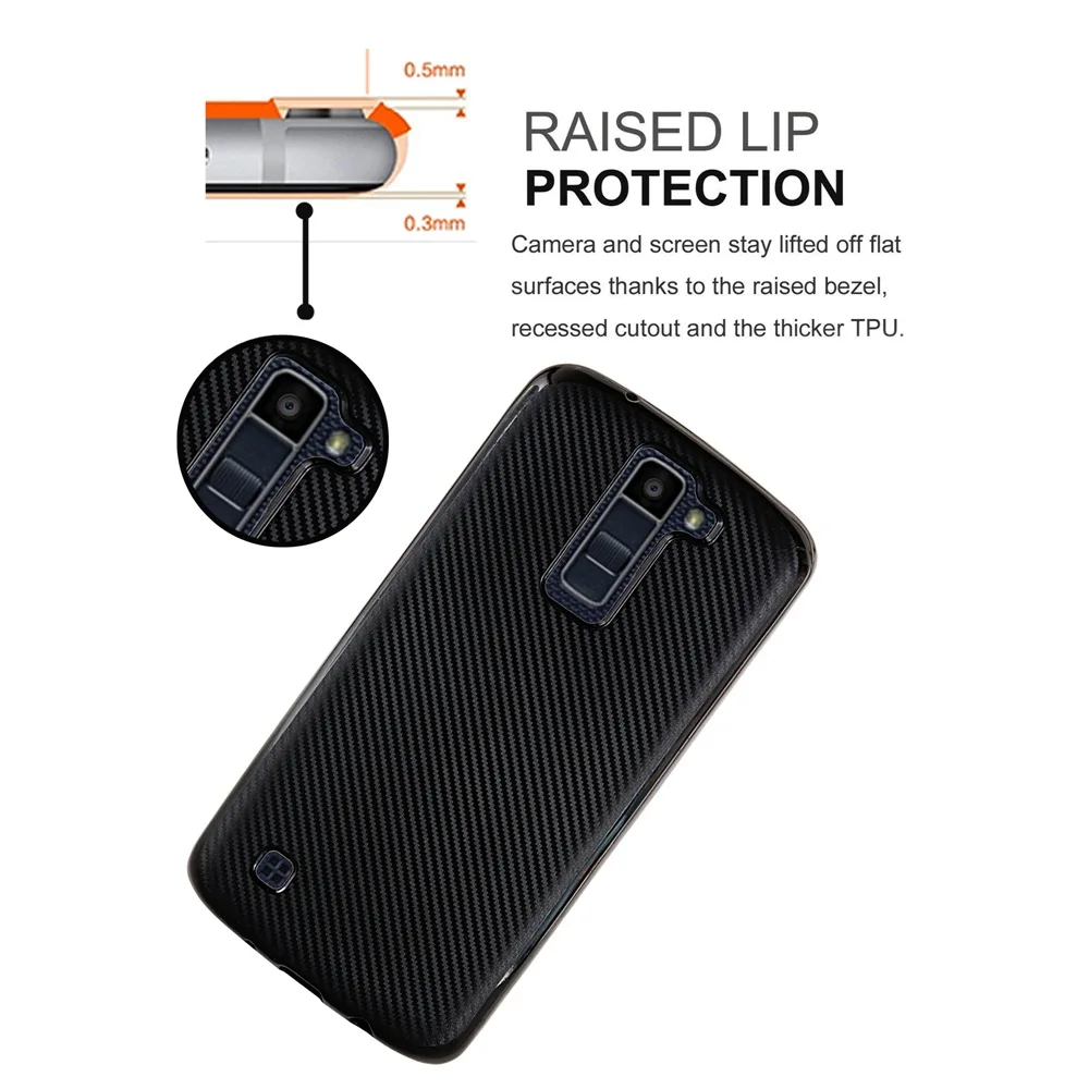 Fcoque нового углеродного волокна телефон чехол для LG K10 Чехол Мягкий задняя крышка