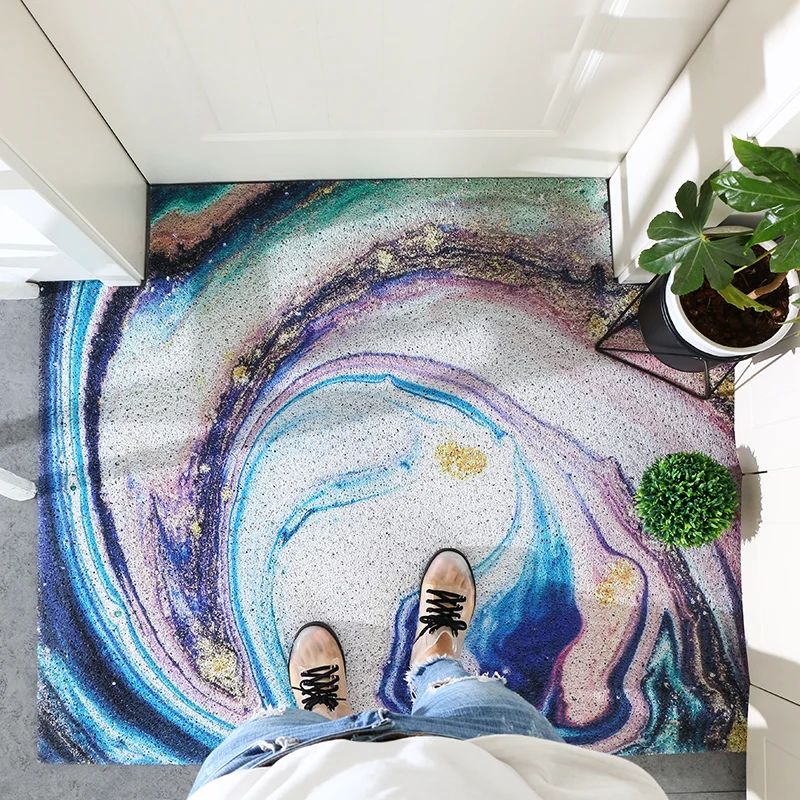 Nordic Entrance hall carpet PVC wire loop mat INS Abstract starry sky Door mat Living room floor mat bathroom non-slip rug