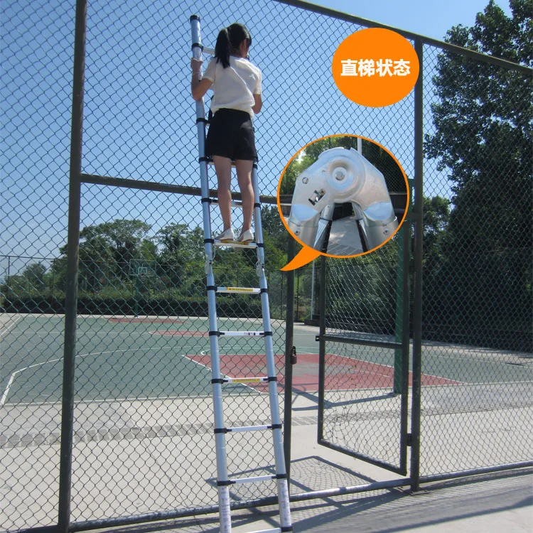 Переносная телескопическая алюминиевая лестница 2,5 м + 2,5 м с соединительным многоразовым регулируемым прямым устройством.