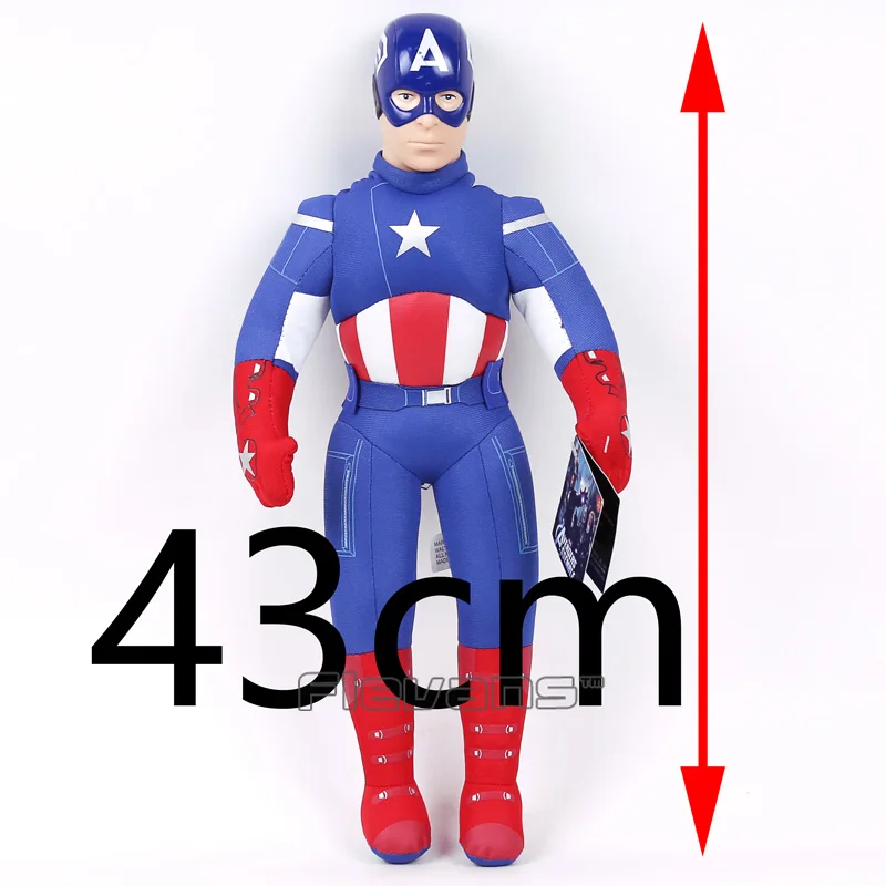 Captain America Marvel Мстители Капитан Америка Железный человек Тор человек паук Халк Плюшевые игрушки Мягкая тряпичная кукла в подарок для детей мальчик 43 см - Цвет: Captain America