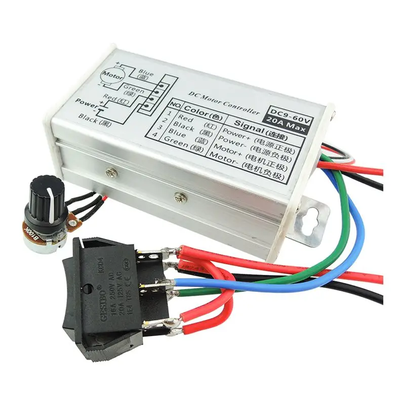 12V 24V PWM DC мотор бесступенчатый регулятор переменной скорости переключатель с