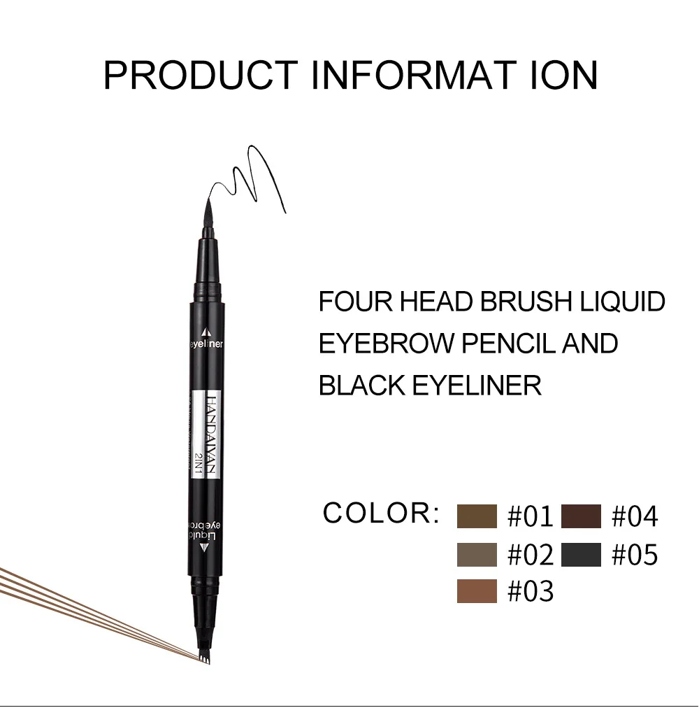 2019New Eyeliner Micro Eyebrow Pencil Double-Headed 4 Paw Microblading Fork Tip Eyebrow Pen Black Liquid Eyeliner For Eye Makeup