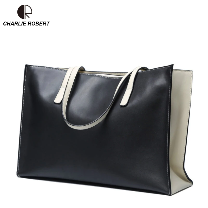 

2019 New Women's simple single shoulder fashion women's bag Europe and the United States large Panelled bump Lady bag