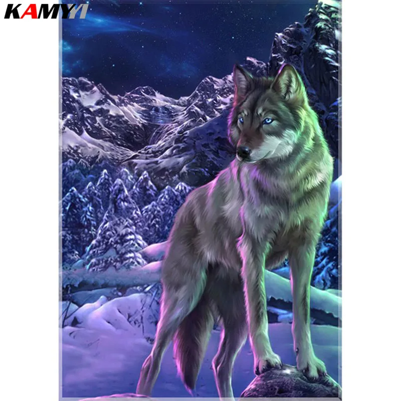 DIY Алмазная картина квадратные бриллианты Мозаика из смолы вышивка волк 5D