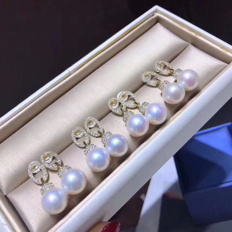 Серьги-подвески женские из серебра 925 пробы с жемчугом