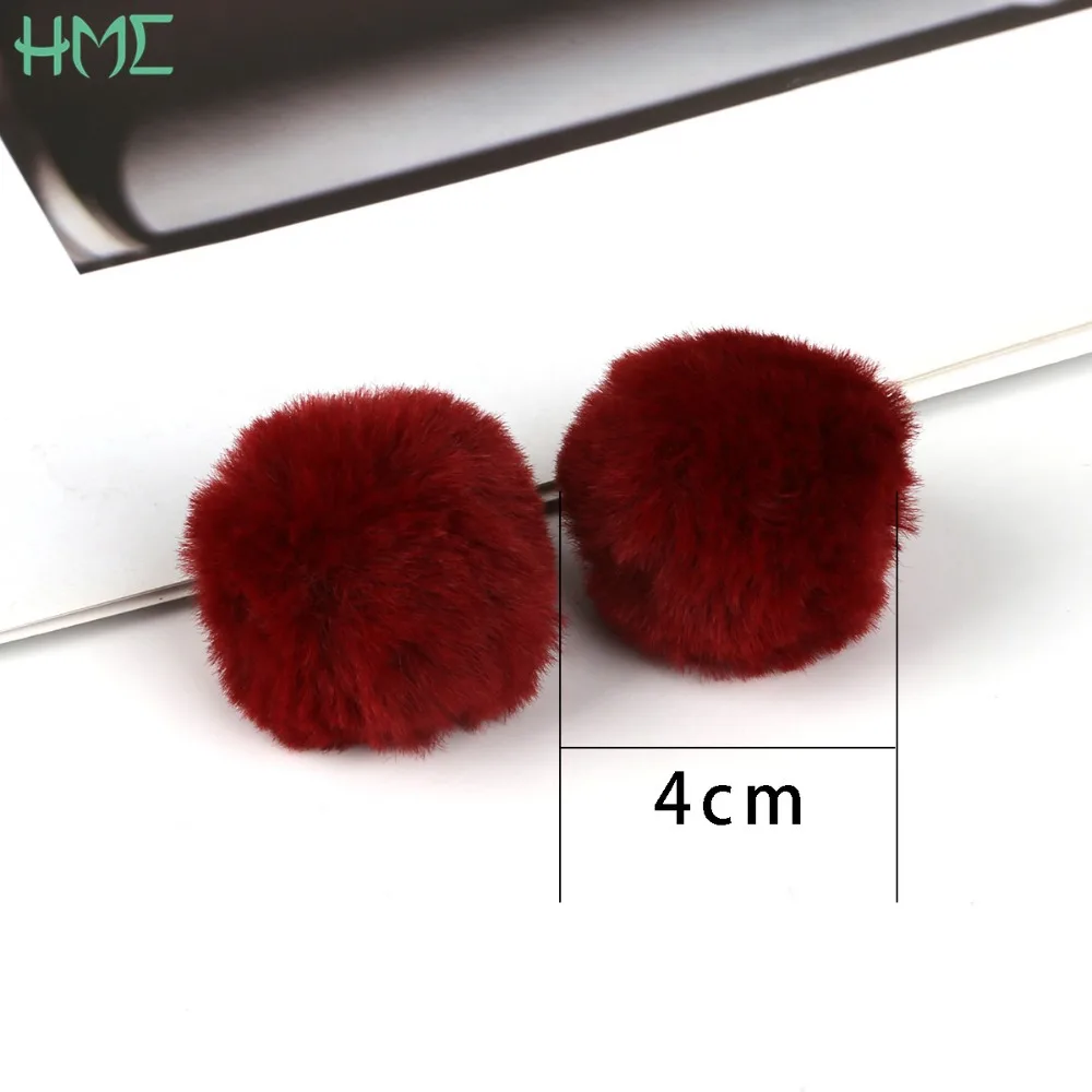 New 6pcs/lot 4cm DIY Handmade Accessories Faux Rabbit Fur Ball PomPom Pendant Charms For Earring Key Chain Jewelry Making | Украшения и