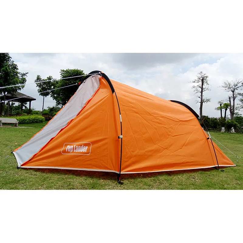 Orange Outdoor Tunnel Tent 1 2 Person 4 Season Backpacking Tourist Travel Tent Waterproof Partytent Beach Tents Hiking Camping Tent - Цвет: Orange
