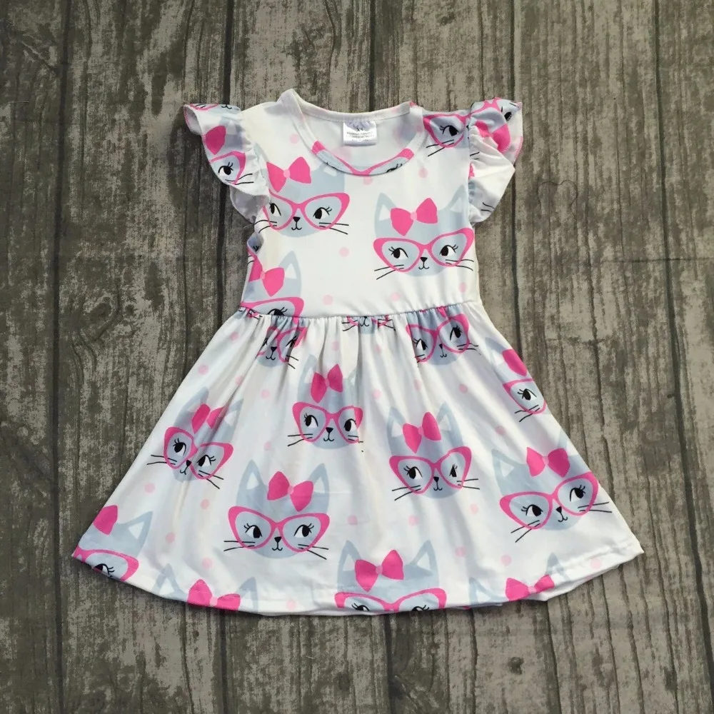 baby girls summer milksilk dress cute cat children soft boutique | Детская одежда и обувь
