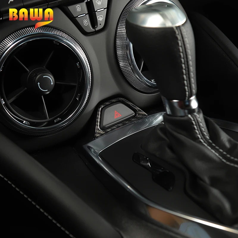 

HANGUP Car Emergency Lamp Switch Decoration Ring Stickers ABS Interior Accessories For Chevrolet Camaro 2017 Up Car Styling