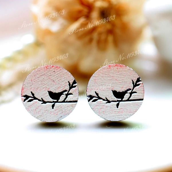 Уникальный 3D птица тиснением 16 мм круглый цветной рисунок лазерная резка дерево