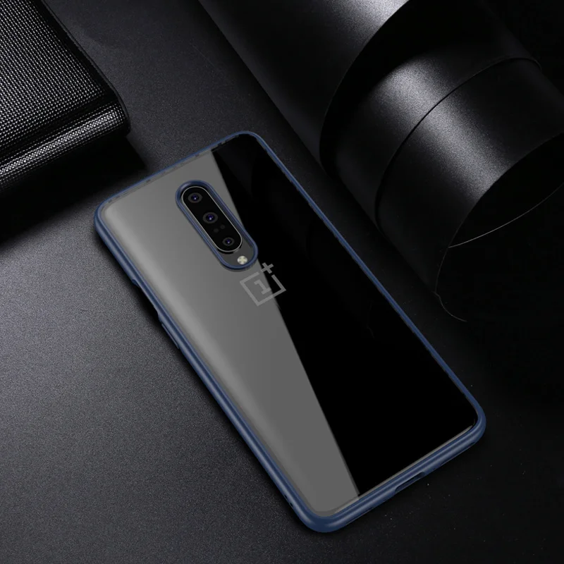 Oneplus 7 Чехол Oneplus 7 Pro Чехлы мягкие силиконовые рамки+ прозрачный акрил твердая задняя крышка для Oneplus7 One Plus 7 6 Coque - Цвет: Blue