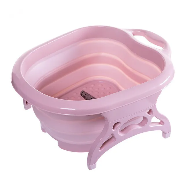 Pink Детская Пластиковая Складная ванночка для ног с роликом, портативная ванночка для ног, горшок для домашнего путешествия, горшок для мытья ног для детей и родителей - Цвет: Pink