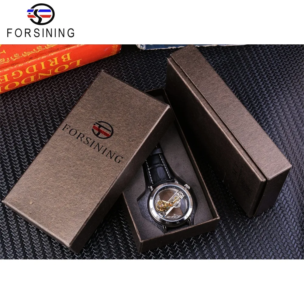 Мужские часы Forsining деловые с двойным прозрачным ремешком и скелетом|watch top|watch top
