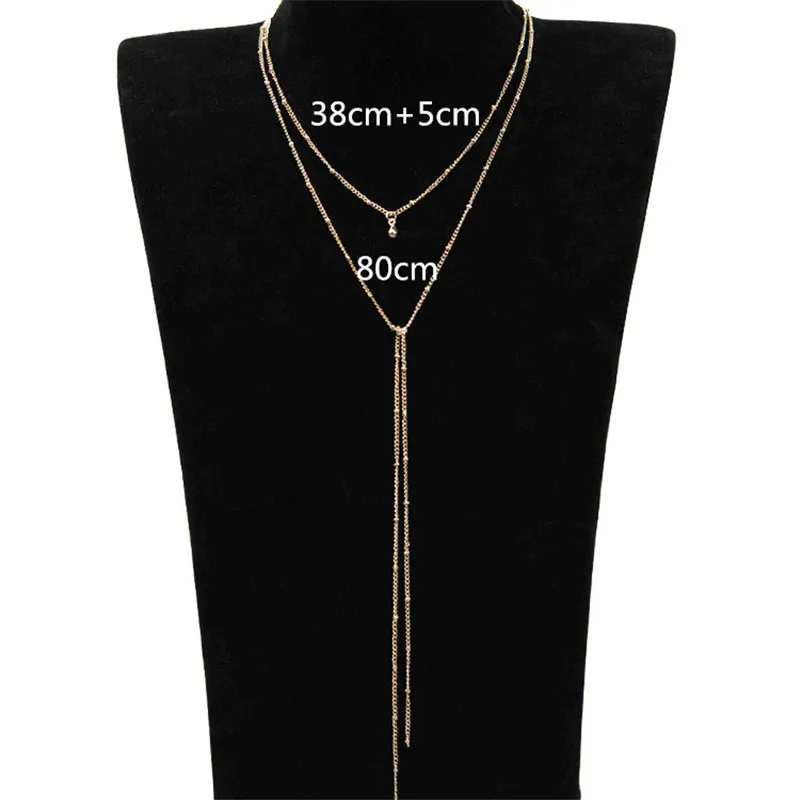 Сексуальное женское пляжное богемное длинное золотистое летнее ожерелье и