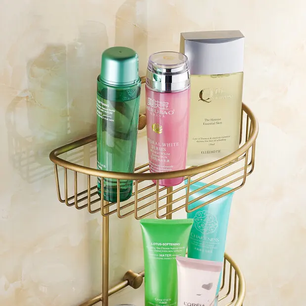 Настенная античная отделка новый твердый латунный душ Шампунь Полка Корзина